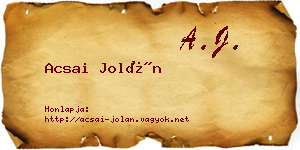 Acsai Jolán névjegykártya